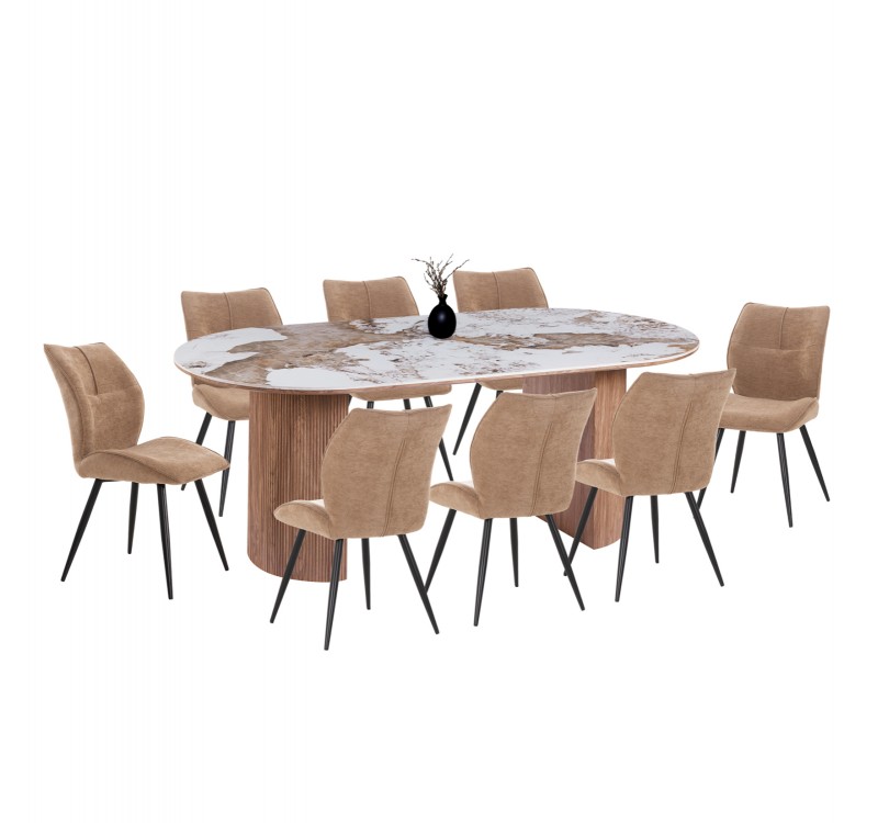 ΣΕΤ ΤΡΑΠΕΖΑΡΙΑΣ 9ΤΜΧ MARBLEX HM11394.03 ΚΕΡΑΜΙΚΟ TOP PANDORA--ΚΑΡΕΚΛΕΣ ΥΦΑΣΜΑ TAUPE
