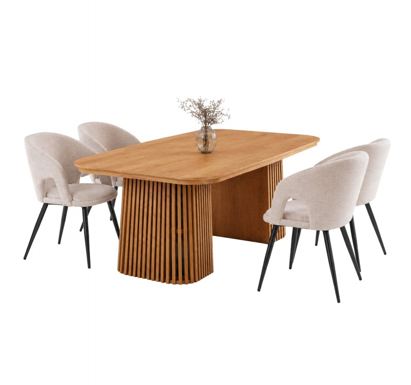 ΣΕΤ ΤΡΑΠΕΖΑΡΙΑΣ 5ΤΜΧ ΕΠΕΚΤΕΙΝΟΜΕΝΟ CORNEL HM12105.02 MDF--ΥΦΑΣΜΑ ΜΠΕΖ