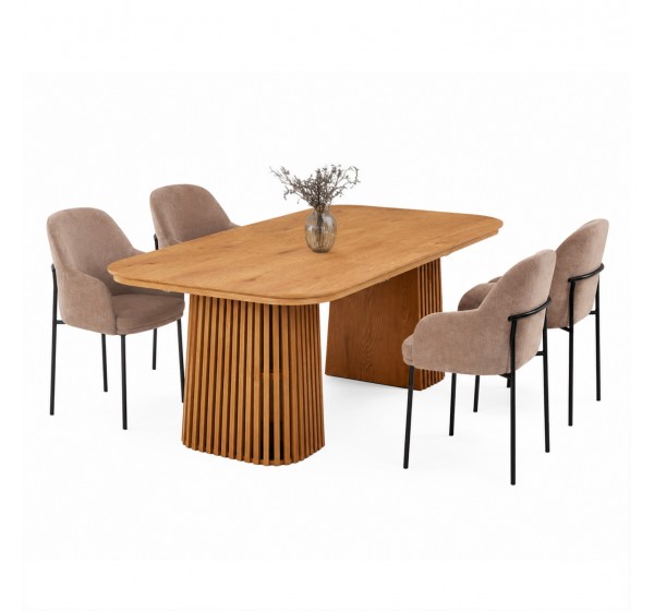 ΣΕΤ ΤΡΑΠΕΖΑΡΙΑΣ 5ΤΜΧ ΕΠΕΚΤΕΙΝΟΜΕΝΟ VERLO HM12106.03 MDF--ΥΦΑΣΜΑ TAUPE