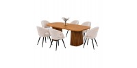 ΣΕΤ ΤΡΑΠΕΖΑΡΙΑΣ 7ΤΜΧ ΕΠΕΚΤΕΙΝΟΜΕΝΟ CORNEL HM12107.02 MDF--ΥΦΑΣΜΑ ΜΠΕΖ