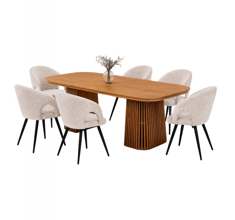 ΣΕΤ ΤΡΑΠΕΖΑΡΙΑΣ 7ΤΜΧ ΕΠΕΚΤΕΙΝΟΜΕΝΟ CORNEL HM12107.02 MDF--ΥΦΑΣΜΑ ΜΠΕΖ