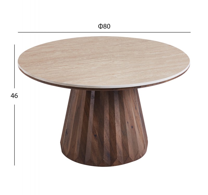 ΤΡΑΠΕΖΙΑ ΣΑΛΟΝΙΟΥ 2ΤΜΧ WALDEN HM12108 ΚΕΡΑΜΙΚΑ TOP--MDF ΒΑΣΕΙΣ Φ80+Φ46εκ.