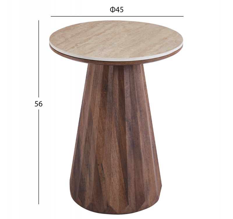ΤΡΑΠΕΖΙΑ ΣΑΛΟΝΙΟΥ 2ΤΜΧ WALDEN HM12108 ΚΕΡΑΜΙΚΑ TOP--MDF ΒΑΣΕΙΣ Φ80+Φ46εκ.