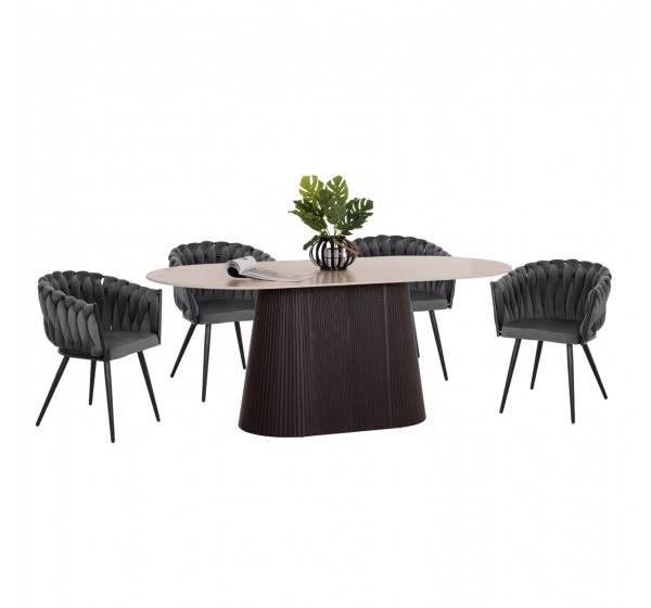 ΣΕΤ ΤΡΑΠΕΖΑΡΙΑΣ 5ΤΜΧ CATER HM12118.01 ΚΕΡΑΜΙΚΟ TOP ΟΒΑΛ--ΓΚΡΙ ΒΕΛΟΥΔΟ