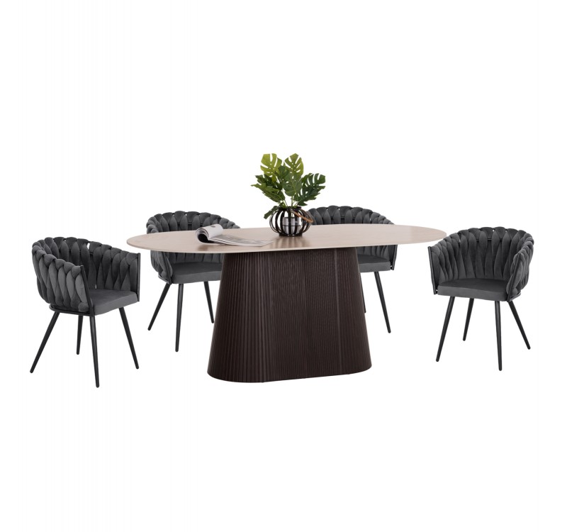 ΣΕΤ ΤΡΑΠΕΖΑΡΙΑΣ 5ΤΜΧ CATER HM12118.01 ΚΕΡΑΜΙΚΟ TOP ΟΒΑΛ--ΓΚΡΙ ΒΕΛΟΥΔΟ
