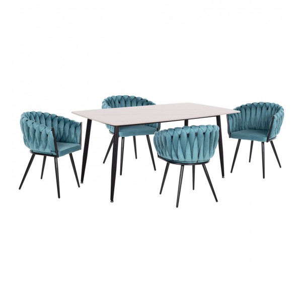 ΣΕΤ ΤΡΑΠΕΖΑΡΙΑΣ 5ΤΜΧ RAVEN HM12121.01 ΚΕΡΑΜΙΚΟ TOP ΛΕΥΚΟ ΜΑΡΜΑΡΟ--ΤΙΡΚΟΥΑΖ ΒΕΛΟΥΔΟ