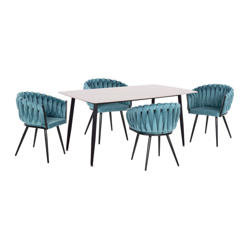 ΣΕΤ ΤΡΑΠΕΖΑΡΙΑΣ 5ΤΜΧ RAVEN HM12121.01 ΚΕΡΑΜΙΚΟ TOP ΛΕΥΚΟ ΜΑΡΜΑΡΟ--ΤΙΡΚΟΥΑΖ ΒΕΛΟΥΔΟ