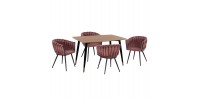 ΣΕΤ ΤΡΑΠΕΖΑΡΙΑΣ 5ΤΜΧ ALIZA HM12122.01 MDF TOP ΣΕ ΦΥΣΙΚΟ--ΣΑΠΙΟ ΜΗΛΟ ΒΕΛΟΥΔΟ