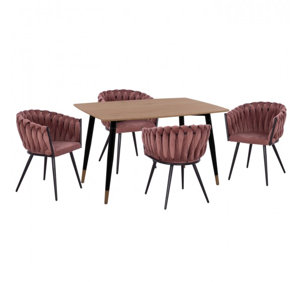 ΣΕΤ ΤΡΑΠΕΖΑΡΙΑΣ 5ΤΜΧ ALIZA HM12122.01 MDF TOP ΣΕ ΦΥΣΙΚΟ--ΣΑΠΙΟ ΜΗΛΟ ΒΕΛΟΥΔΟ