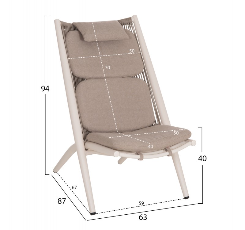 ΠΟΛΥΘΡΟΝΑ RELAX REMUS HM6642.02 ΑΛΟΥΜΙΝΙΟ ΛΕΥΚΟ-ΣΧΟΙΝΙ OLEFIN ΜΠΕΖ 63x87x94Υεκ.