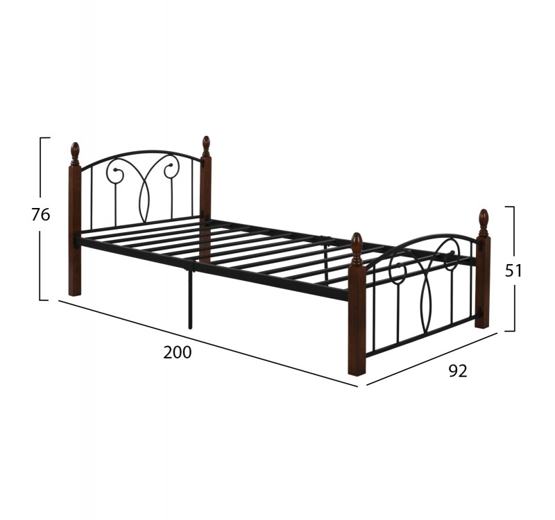 ΣΕΤ ΥΠΝΟΔΩΜΑΤΙΟΥ ΜΕ ΣΤΡΩΜΑ 3ΤΜΧ HM11217 RUBBERWOOD-ΜΕΤΑΛΛΟ