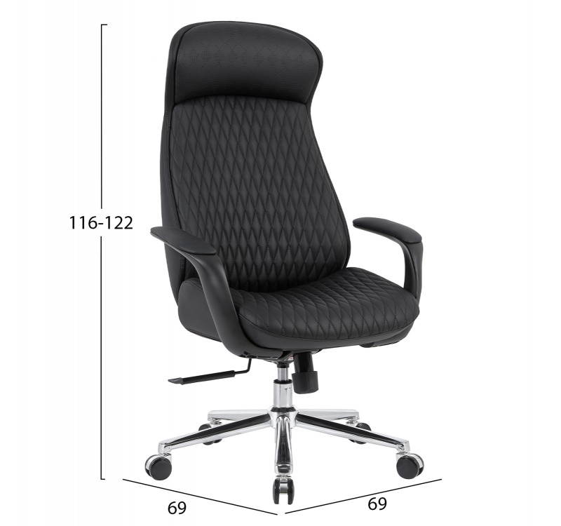 ΚΑΡΕΚΛΑ ΓΡΑΦΕΙΟΥ VELUM HM1233.01 ΜΑΥΡΟ PU--ΒΑΣΗ ΧΡΩΜΙΟΥ 71x69x116-122Υεκ.