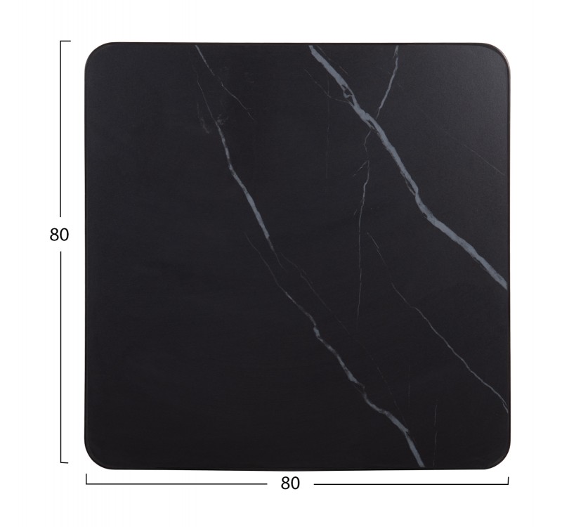 ΕΠΙΦΑΝΕΙΑ ΤΡΑΠΕΖΙΟΥ SINTERED STONE ΤΕΤΡΑΓΩΝΗ HM6655.03 ΠΛΑΙΣΙΟ ALU ΜΑΥΡΟ 80x80εκ.