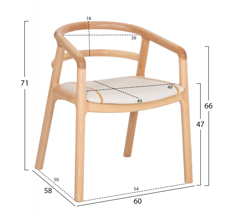 ΠΟΛΥΘΡΟΝΑ ΤΡΑΠΕΖΑΡΙΑΣ EFFY HM18393.01 ΦΡΑΞΙΝΟΣ ΣΕ OAK-ΚΑΘΙΣΜΑ ΕΚΡΟΥ PU 60x58x71Υεκ