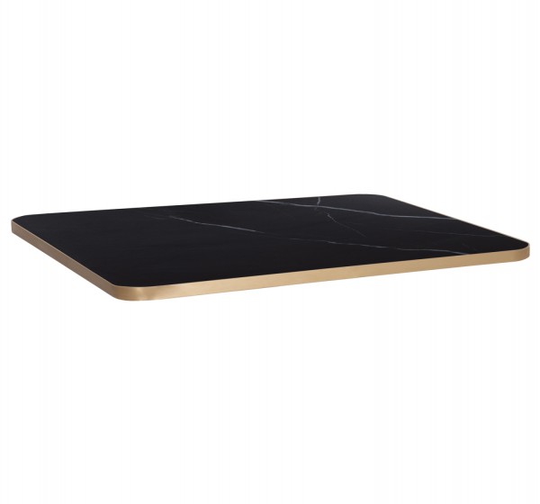 ΕΠΙΦΑΝΕΙΑ ΤΡΑΠΕΖΙΟΥ SINTERED STONE HM6656.13 BLACK MARBLE-ΠΛΑΙΣΙΟ ALU ΧΡΥΣΟ 120x80εκ.
