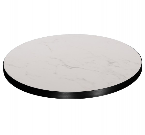 ΕΠΙΦΑΝΕΙΑ ΤΡΑΠΕΖΙΟΥ SINTERED STONE HM6653.02 WHITE MARBLE--ΠΛΑΙΣΙΟ ALU ΜΑΥΡΟ Φ70εκ.
