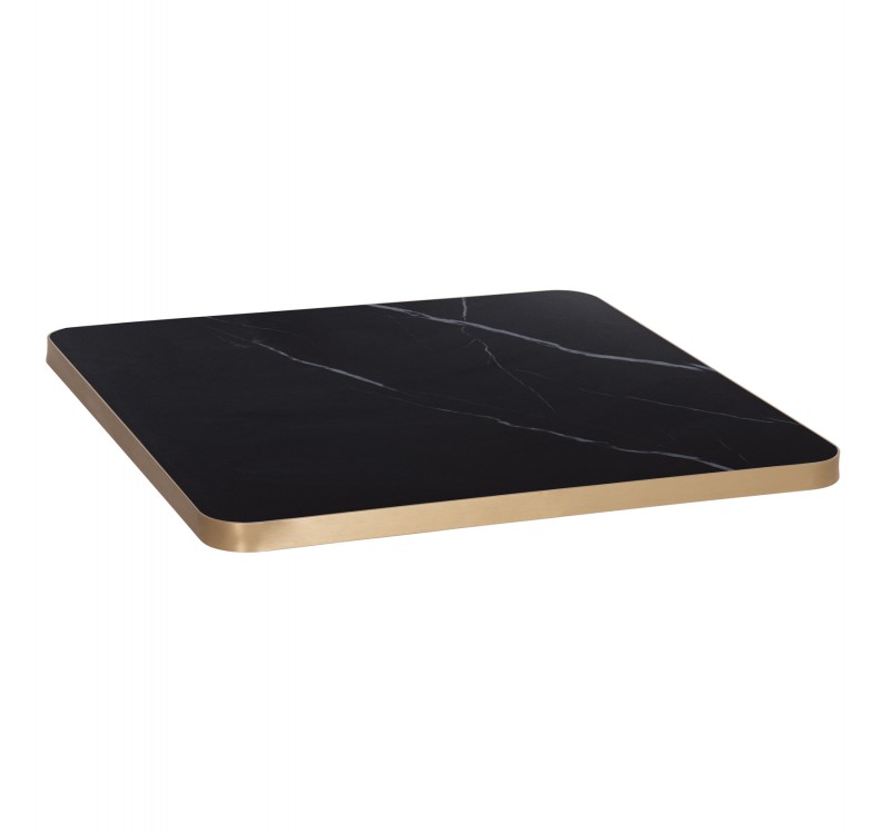 ΕΠΙΦΑΝΕΙΑ ΤΡΑΠΕΖΙΟΥ SINTERED STONE ΤΕΤΡΑΓΩΝΗ HM6655.13 ΠΛΑΙΣΙΟ ALU ΧΡΥΣΟ 80x80εκ.